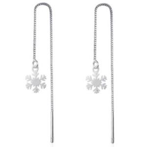 Snowflake Dangle Drop Threader Earrings